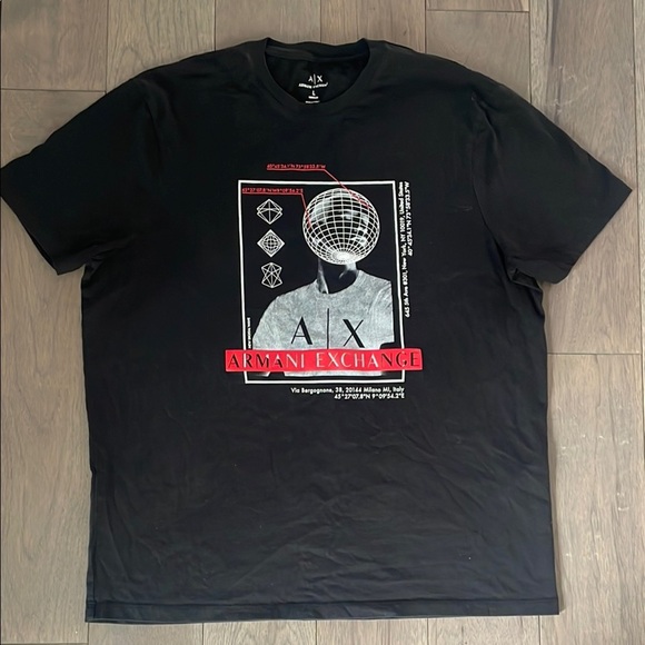 Armani Exchange Black Graphic T-Shirt Size L - Picture 1 of 5
